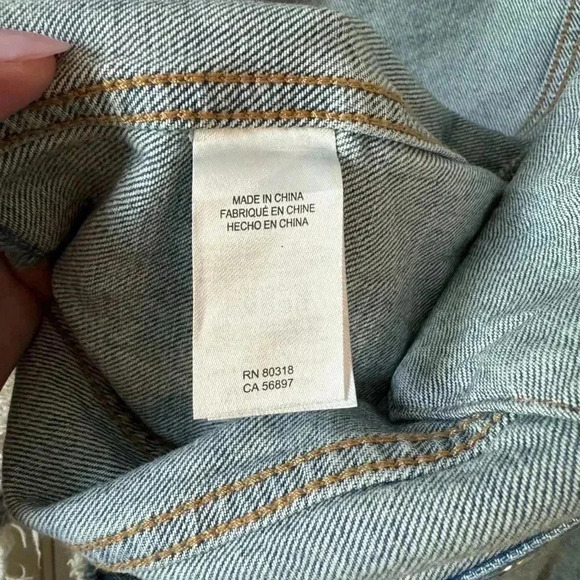 LUCKY BRAND Crochet Capsule Trucker Denim Distressed Jacket, Size Medium - Picture 16 of 16